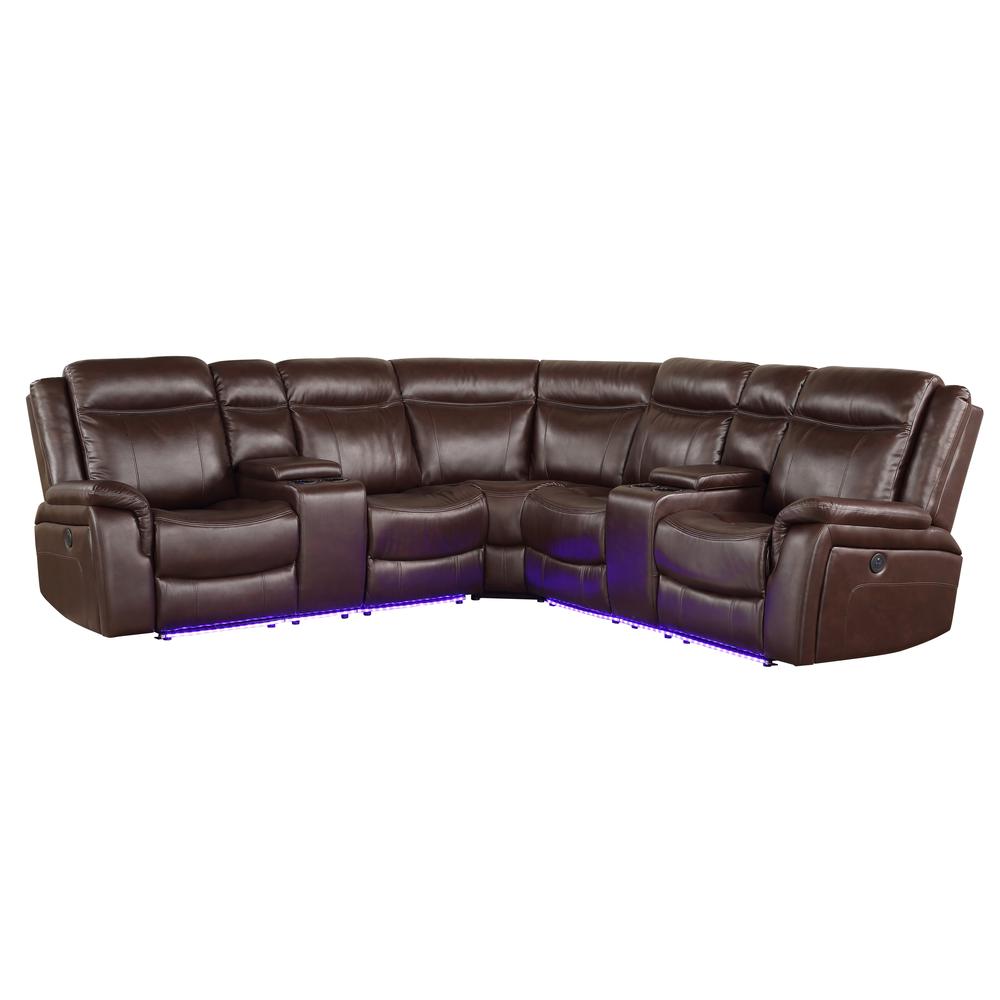 Levin 3pc Power Reclining Sectional - Cocoa. Picture 6