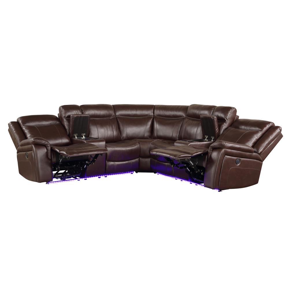 Levin 3pc Power Reclining Sectional - Cocoa. Picture 7