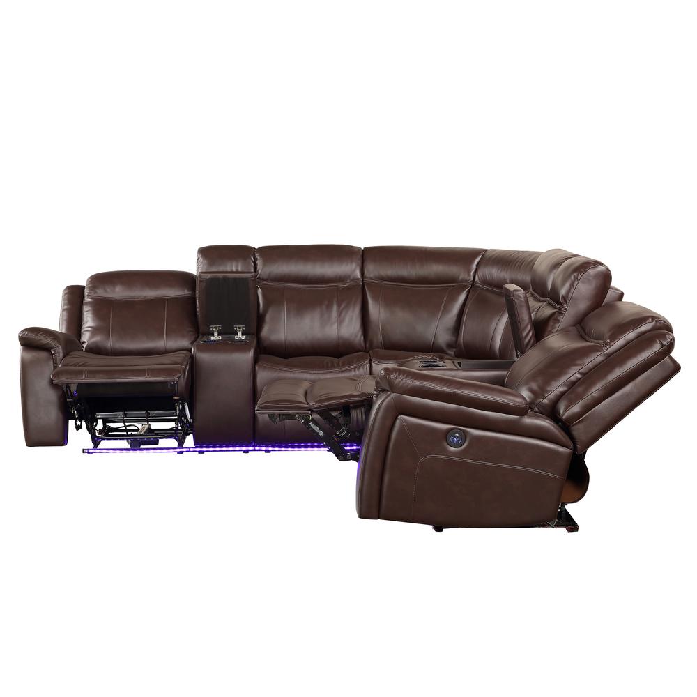 Levin 3pc Power Reclining Sectional - Cocoa. Picture 8
