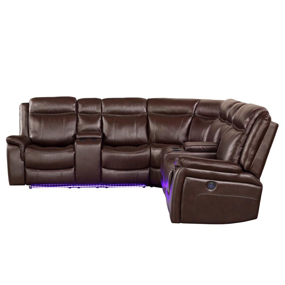 Levin 3pc Power Reclining Sectional - Cocoa. Picture 9