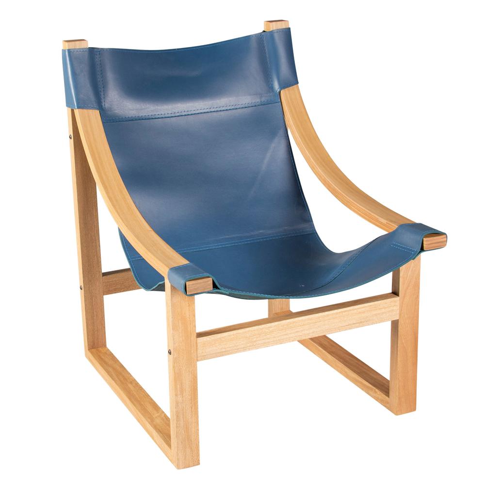 Lima Cobalt Leather Sling Chair. Picture 1