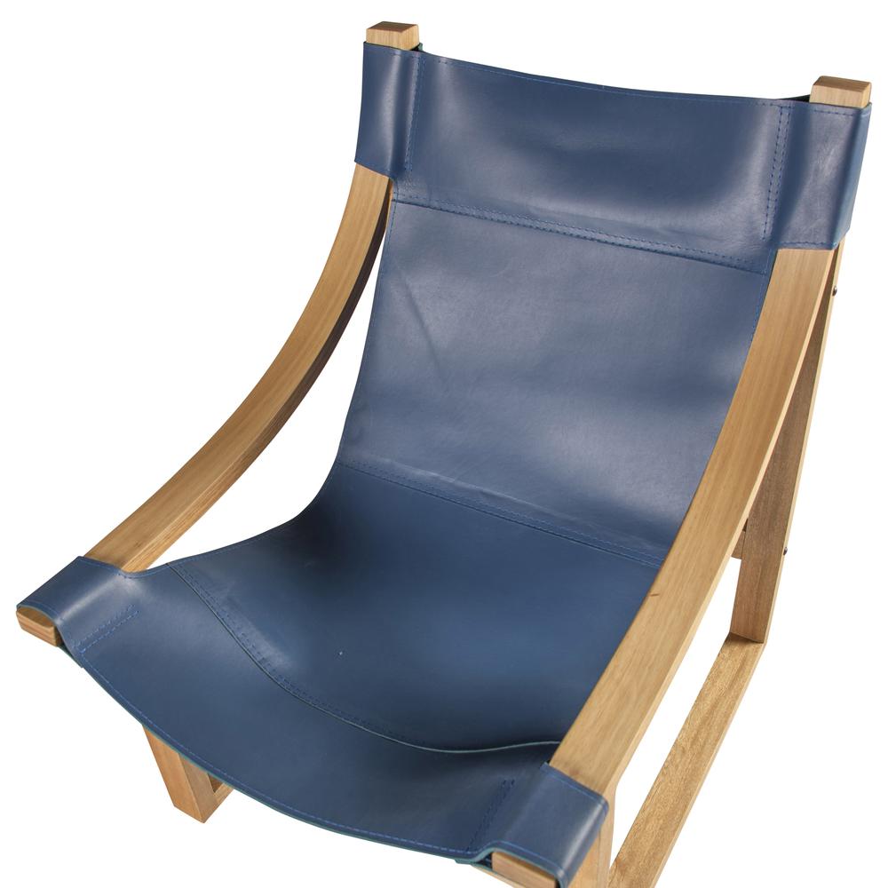 Lima Cobalt Leather Sling Chair. Picture 6