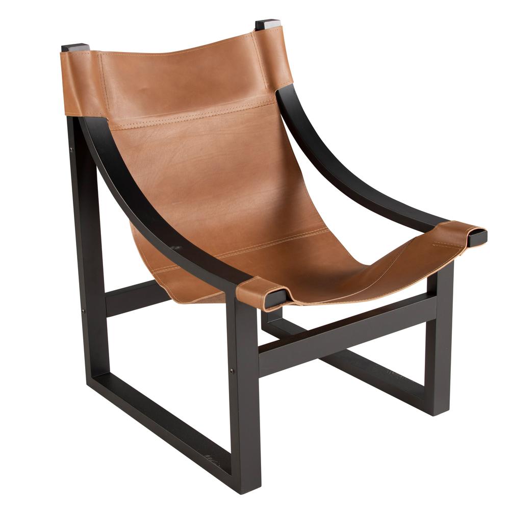 Lima Natural Leather Sling Chair/Black Frame. Picture 1