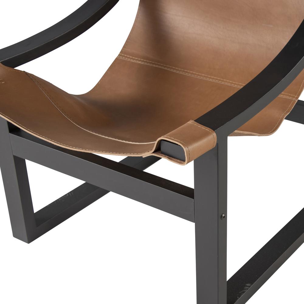 Lima Natural Leather Sling Chair/Black Frame. Picture 4