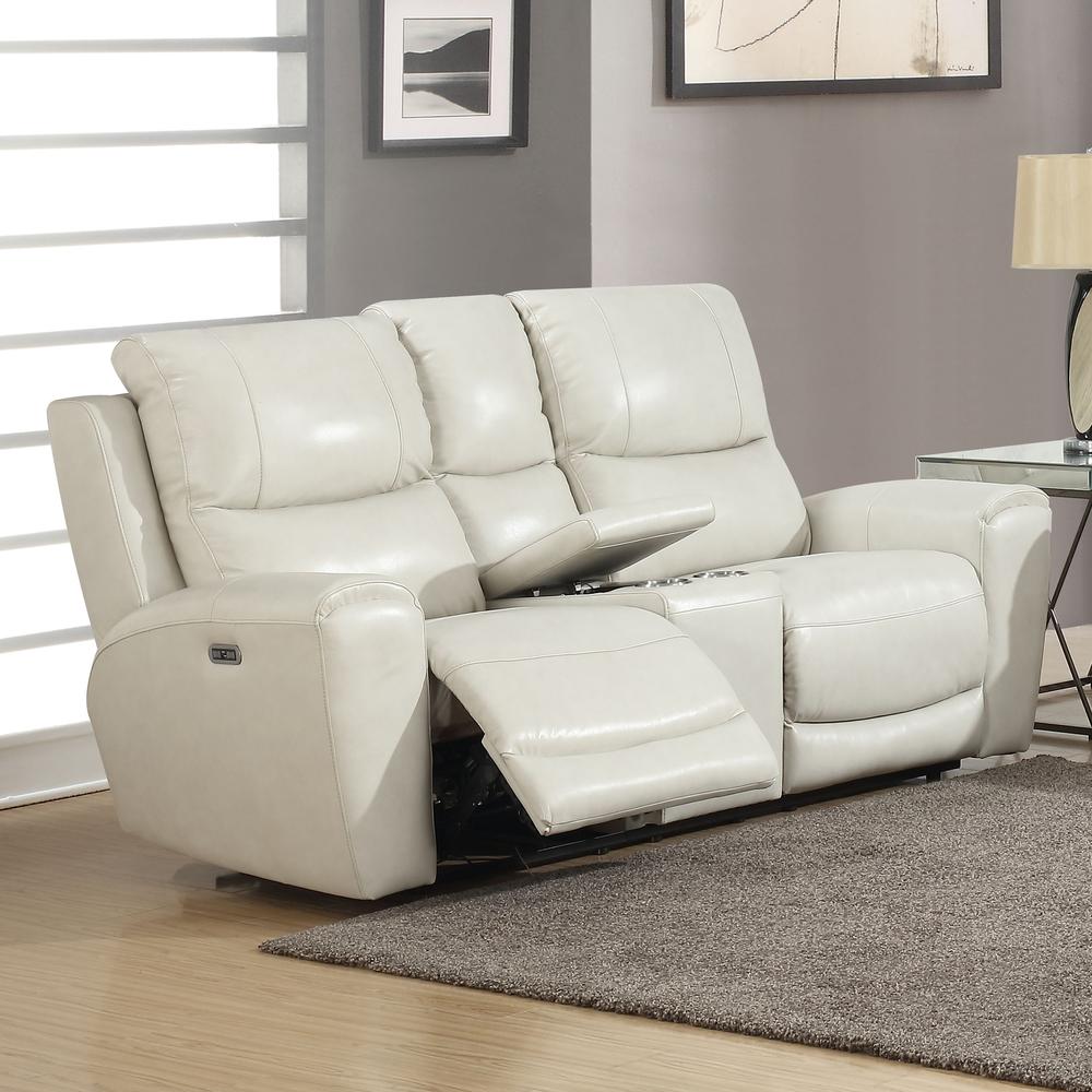 Power Reclining Chair - Ivory, Ivory Leather. Picture 3