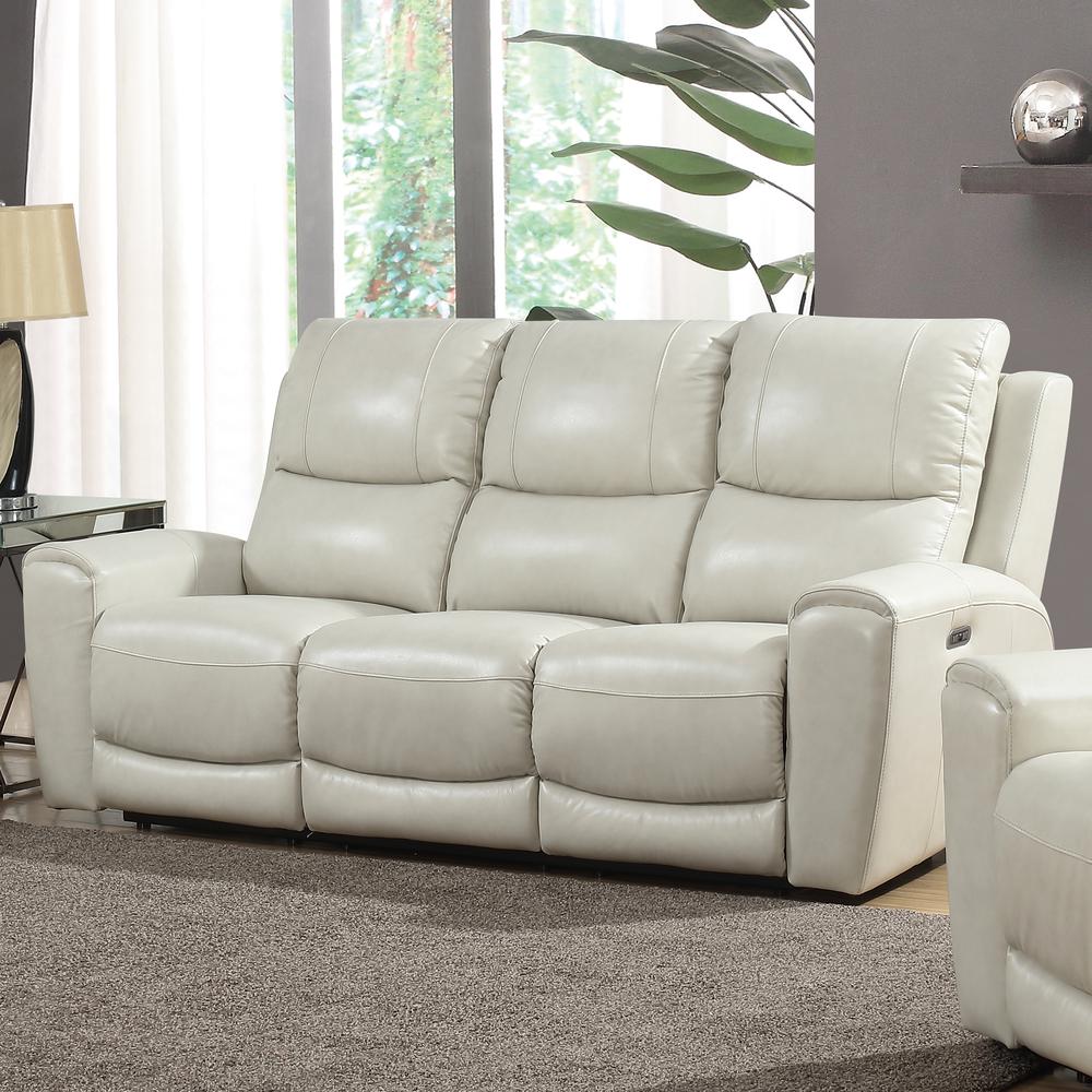 Power Reclining Sofa - Ivory, Ivory Leather. The main picture.