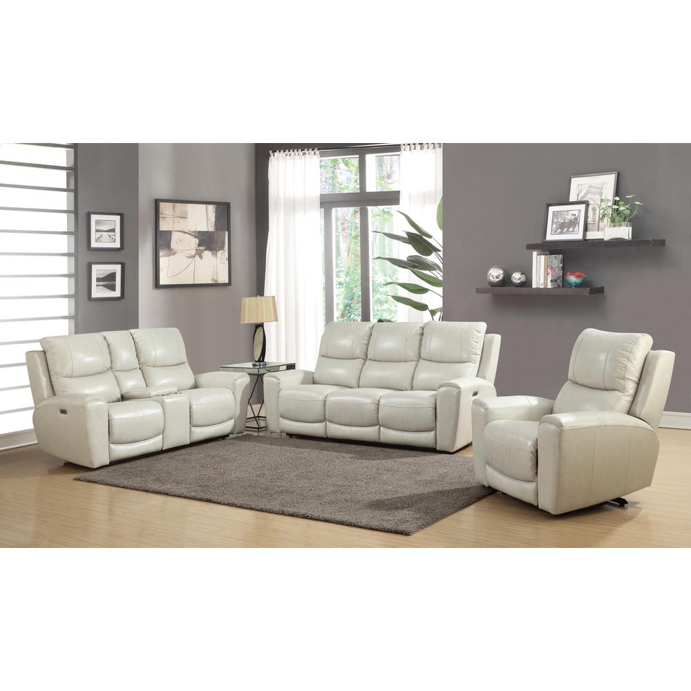 Power Reclining Sofa - Ivory, Ivory Leather. Picture 2