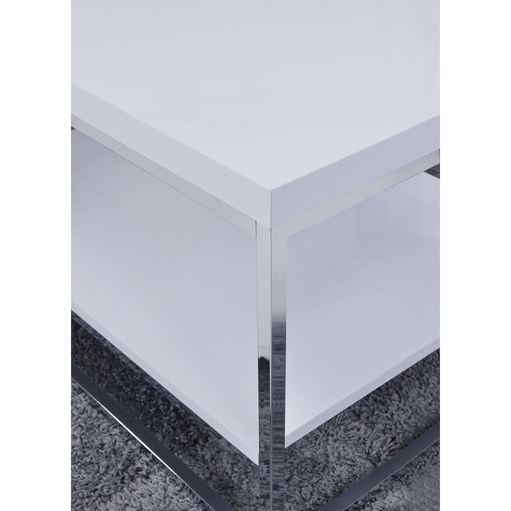 Cocktail Table, White, White finish and chrome. Picture 2