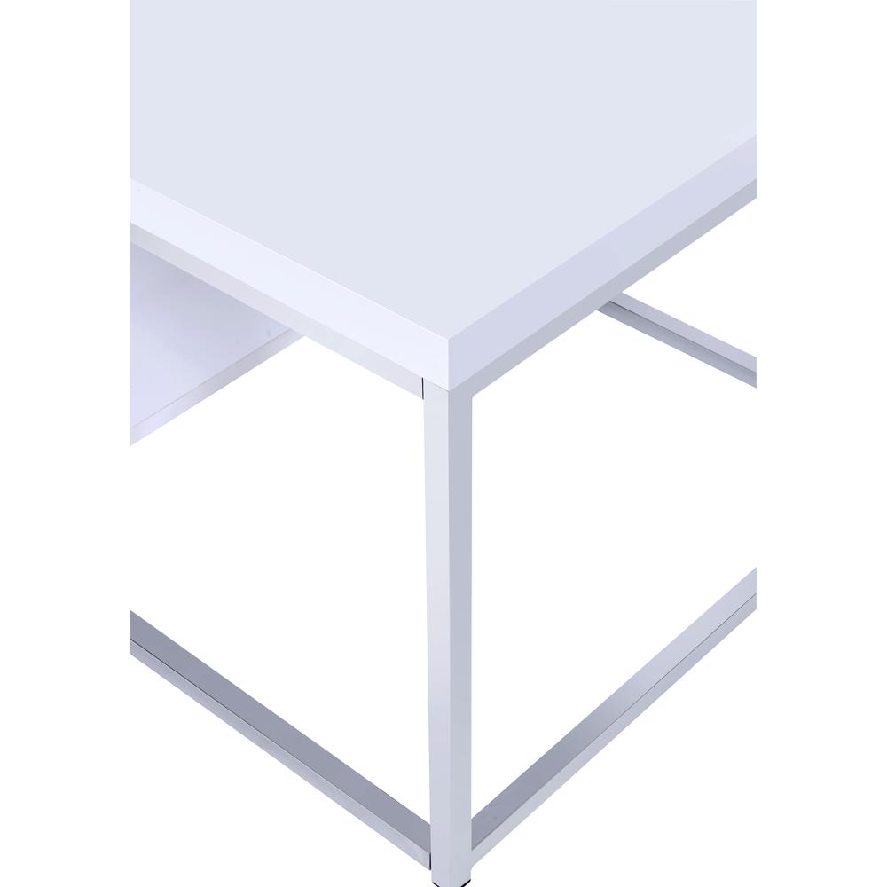 End Table, White, Medium Brown legs with grey-brown top. Picture 3