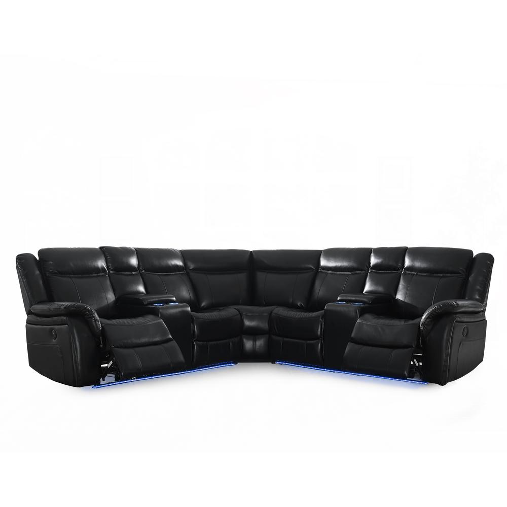 Levin 4PC Power Reclining Sectional - Black. Picture 6