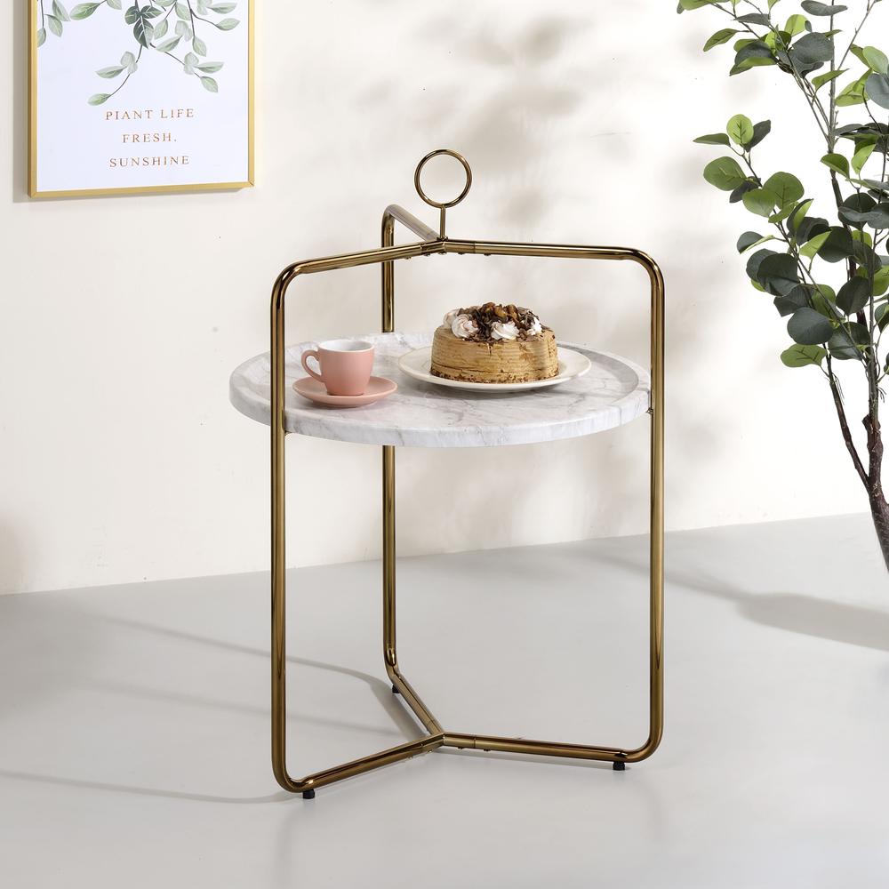 Miro Side Table - White/Gold. Picture 3