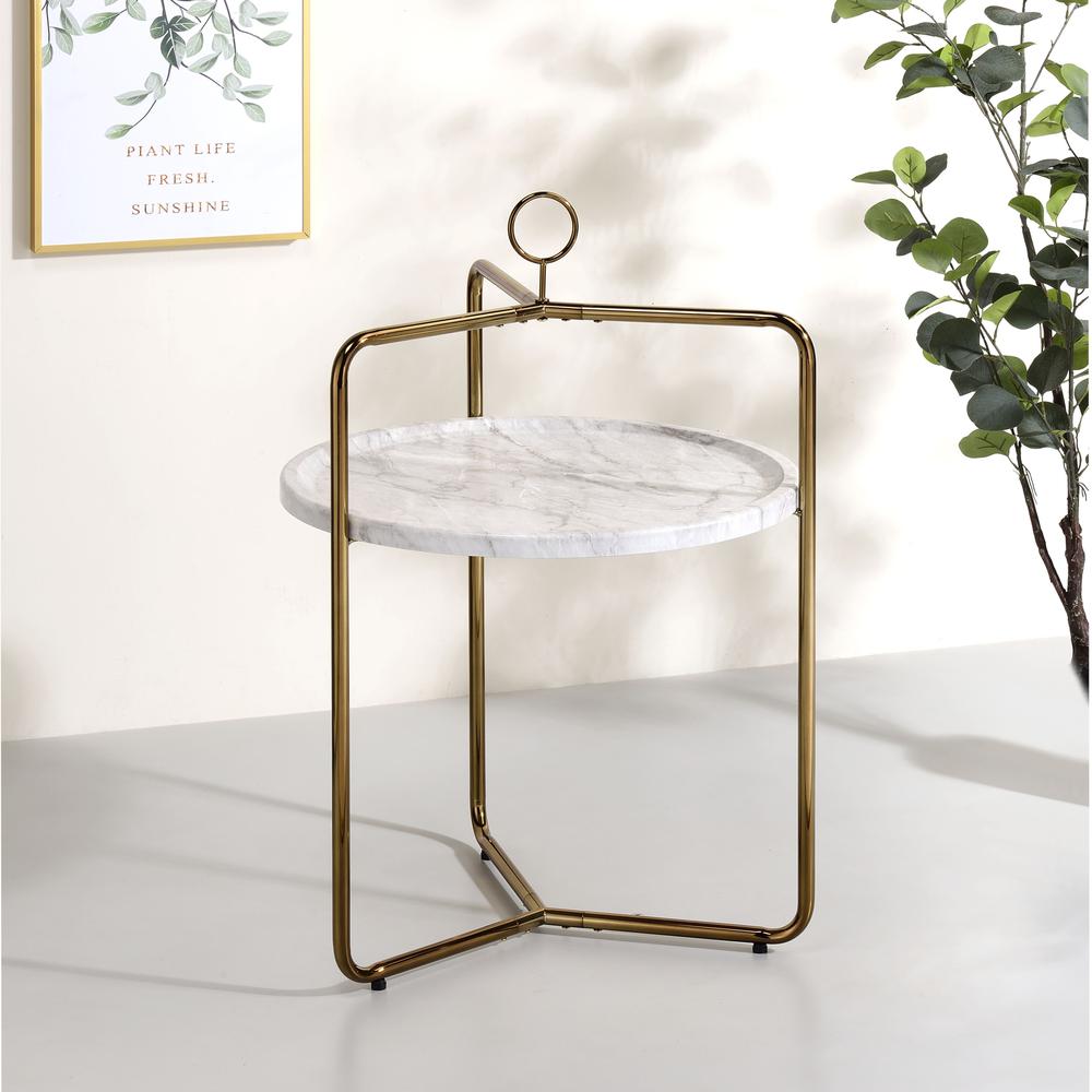 Miro Side Table - White/Gold. Picture 4