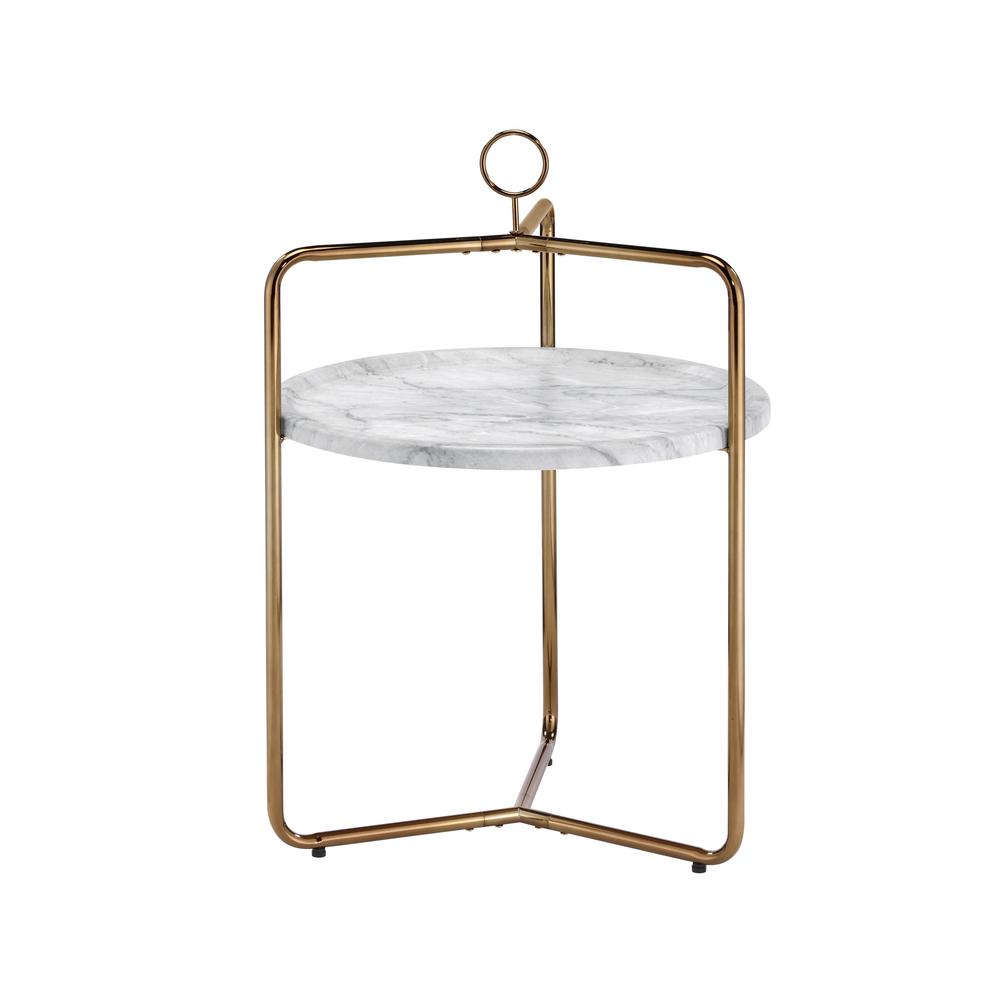 Miro Side Table - White/Gold. Picture 1