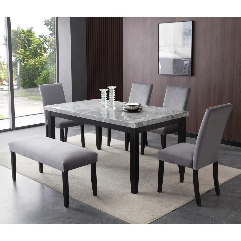 Napoli 6-piece 64-inch Gray Marble Dining Set. Picture 1