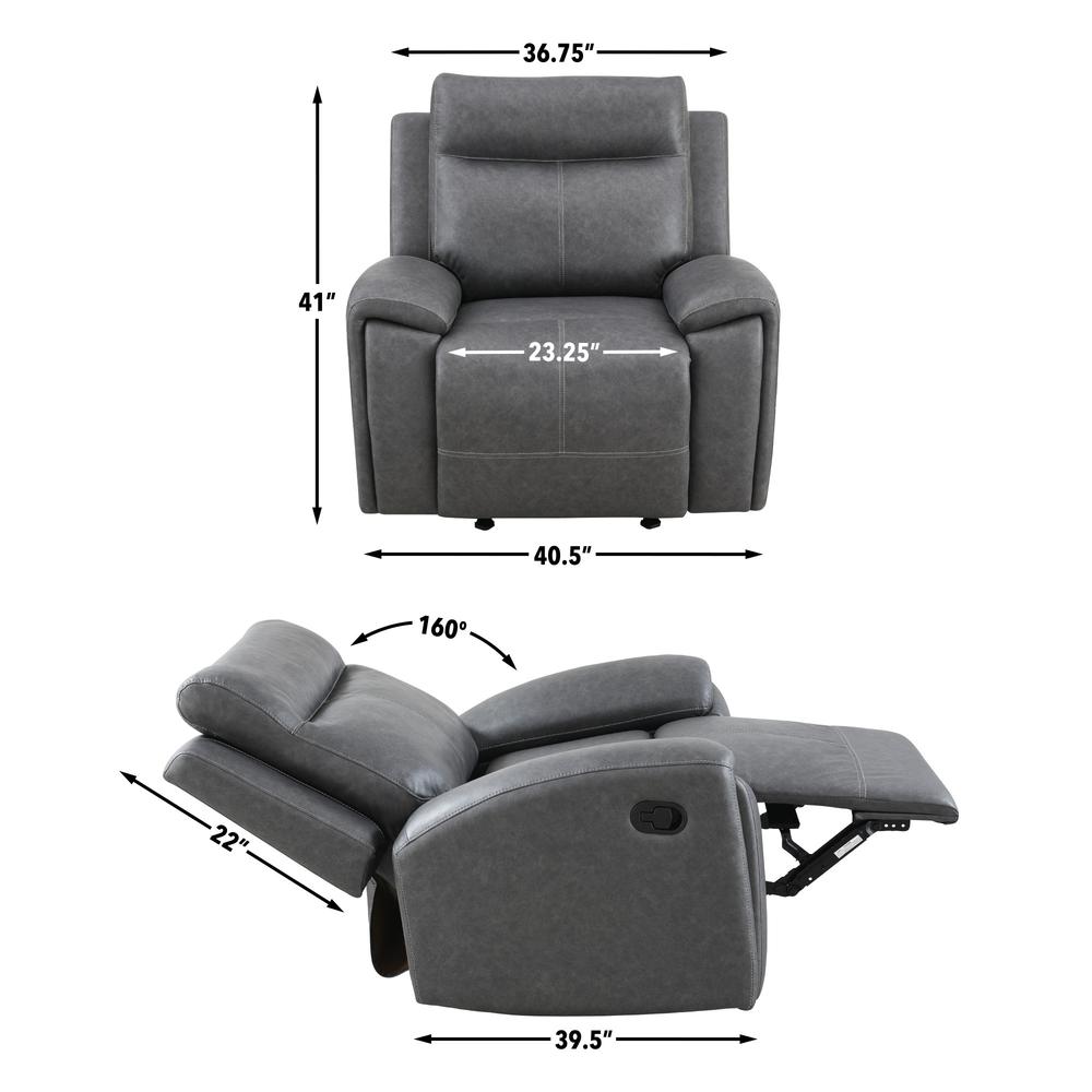 Gaston Manual Chair Grey w/ Glider. Picture 4