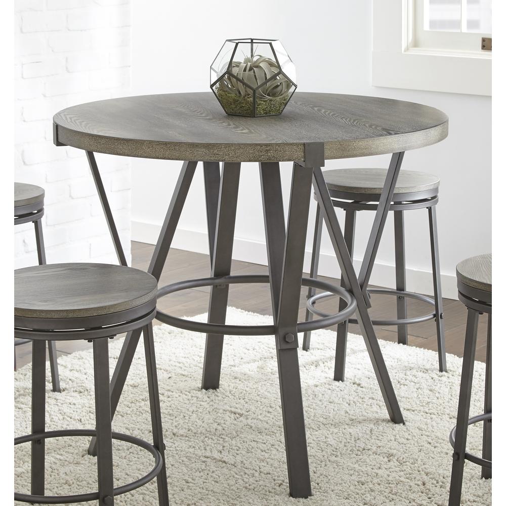 Round Counter Table, Durable powder coated grey finish resists scratches and rust. Picture 1