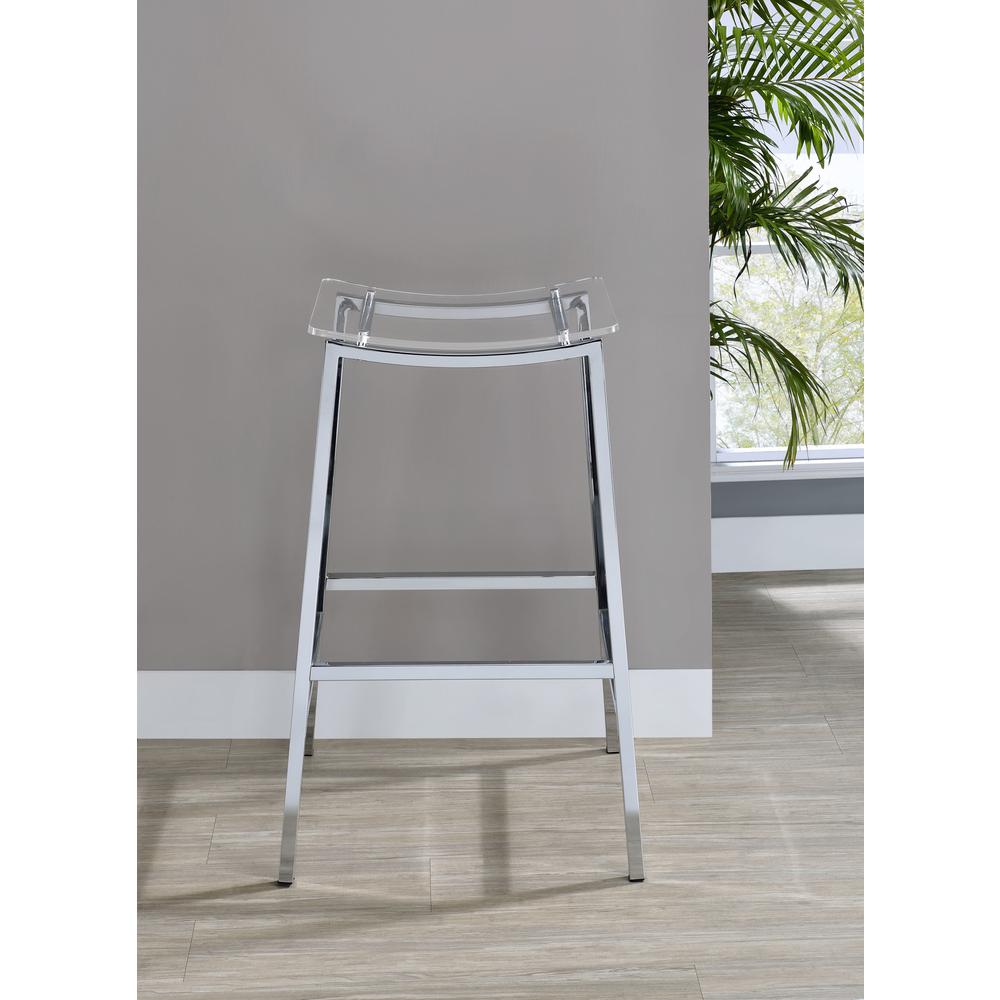 Zena Backless Bar Stool w/Acrylic Seat Set of Two. Picture 4