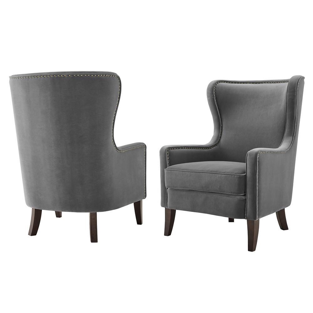 Rosco Velvet Accent Chair  - Charcoal. Picture 2