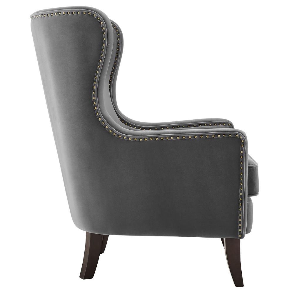 Rosco Velvet Accent Chair  - Charcoal. Picture 4