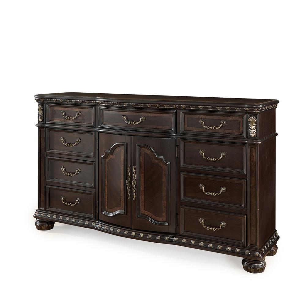 9-drawer Dresser, Rich cocoa finish. Picture 2