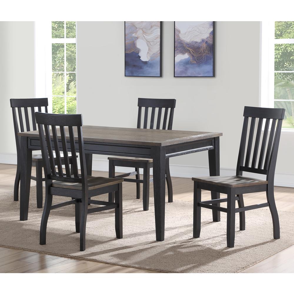 Noir 5pc Dining Set, Two-tone ebony and driftwood finish. Picture 1