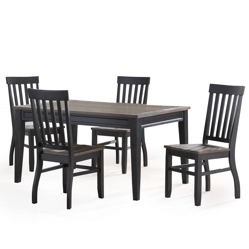 Noir 5pc Dining Set, Two-tone ebony and driftwood finish. Picture 2