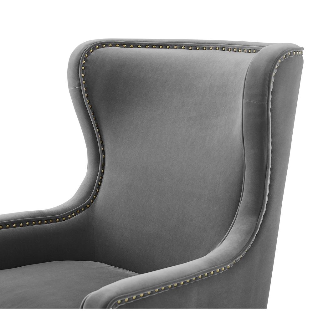 Rosco Velvet Accent Chair  - Charcoal. Picture 5