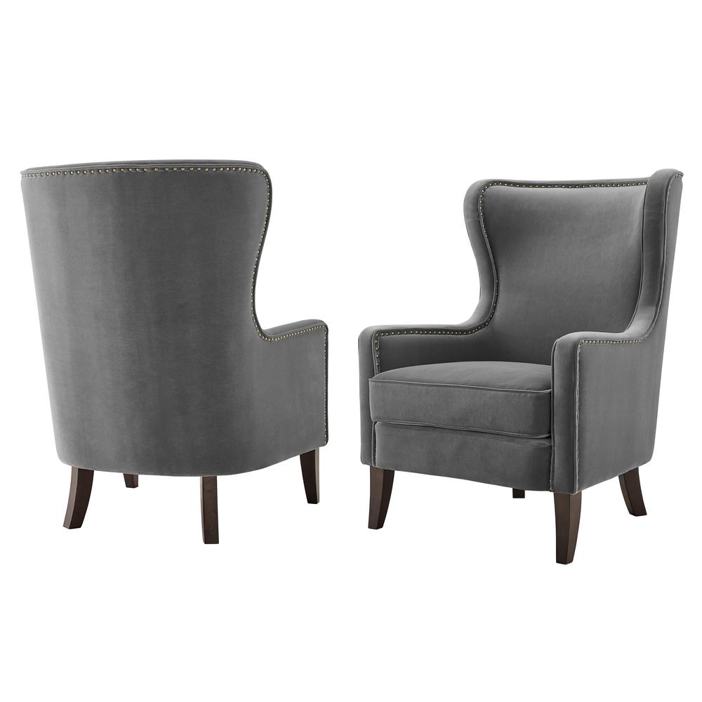 Rosco Velvet Accent Chair  - Charcoal. Picture 7