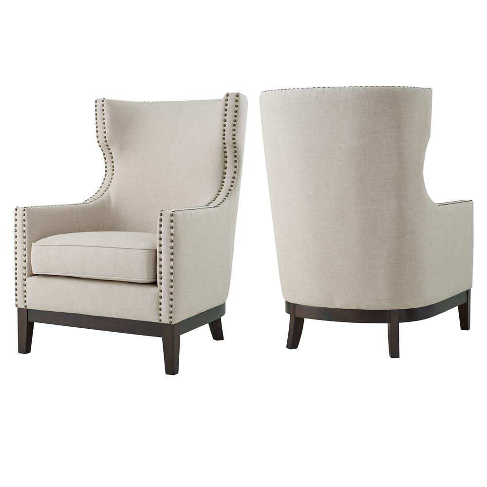 Roswell Linen Accent Chair - Beige. Picture 4