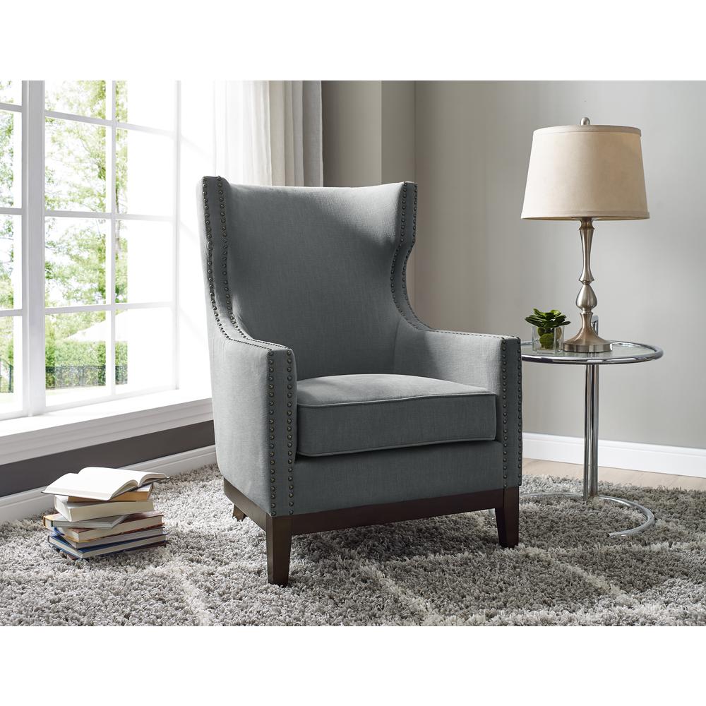 Roswell Linen Accent Chair - Gray. Picture 3