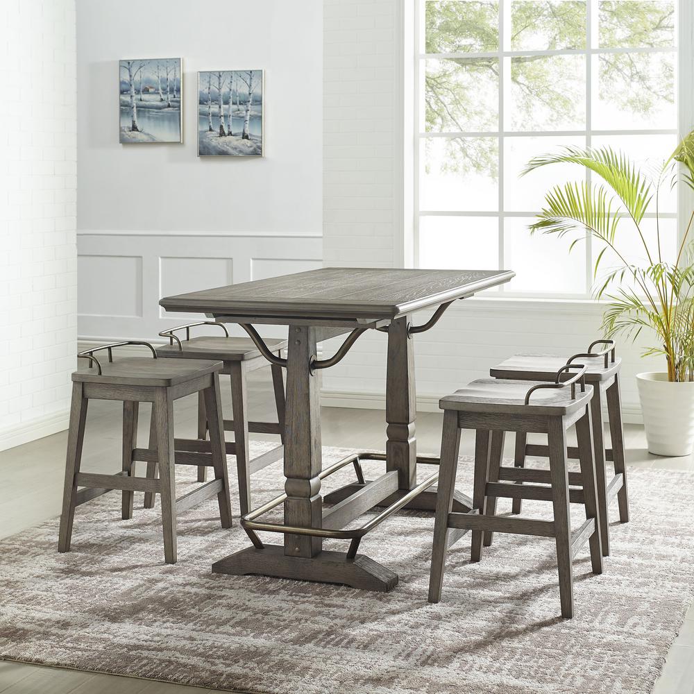 Counter Height 5pc Dining Set, Rustic, casual design. Picture 1