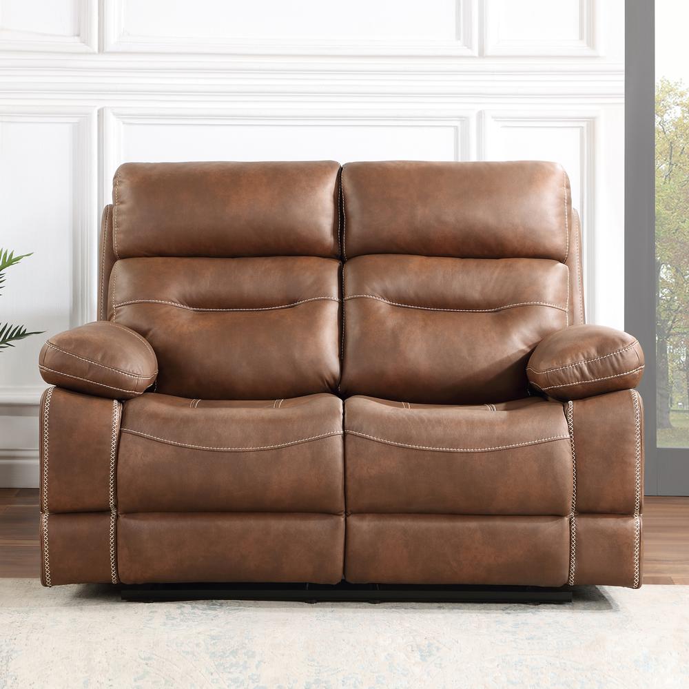 Rudger Manual Motion Loveseat Brown. Picture 1