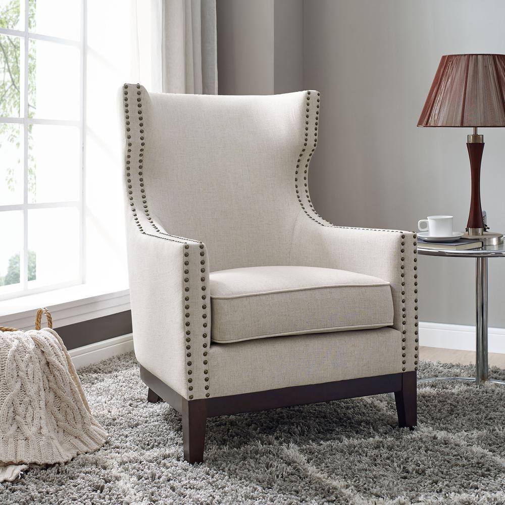 Roswell Linen Accent Chair - Beige. Picture 7