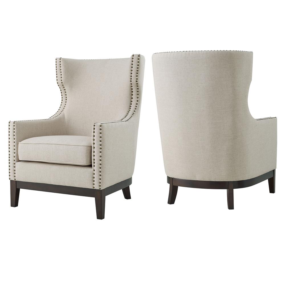 Roswell Linen Accent Chair - Beige. Picture 9