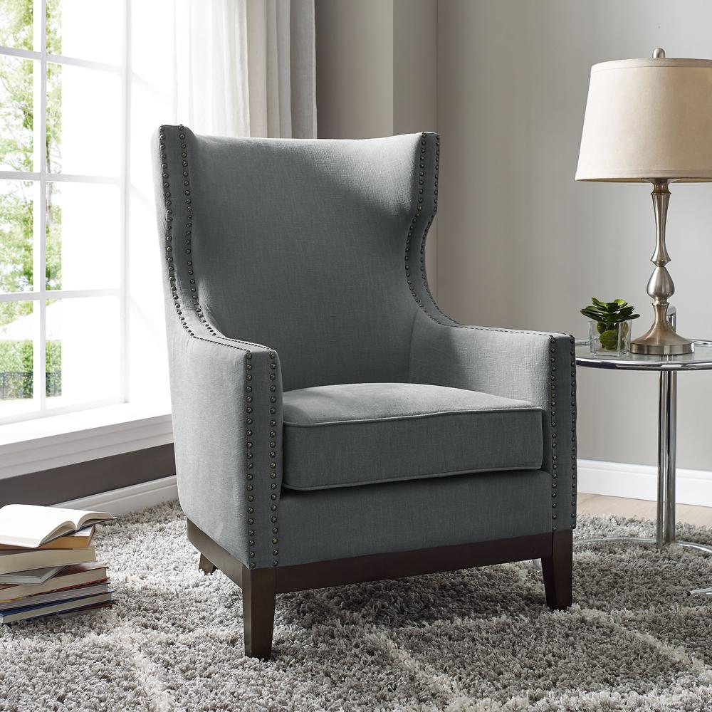 Roswell Linen Accent Chair - Gray. Picture 7