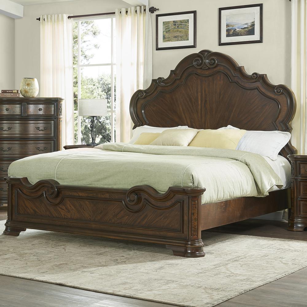 King Bed, Traditional Brown Cherry. Picture 4