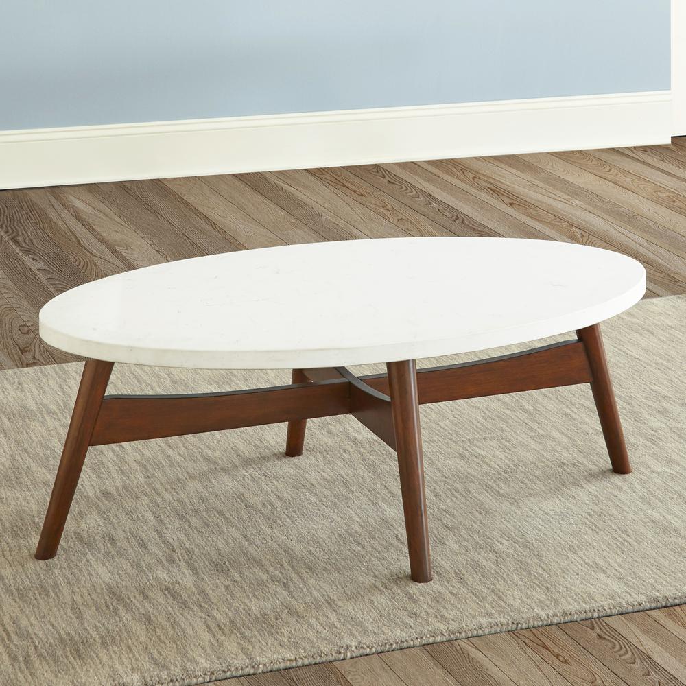 Cocktail Table, White, Cherry. Picture 1