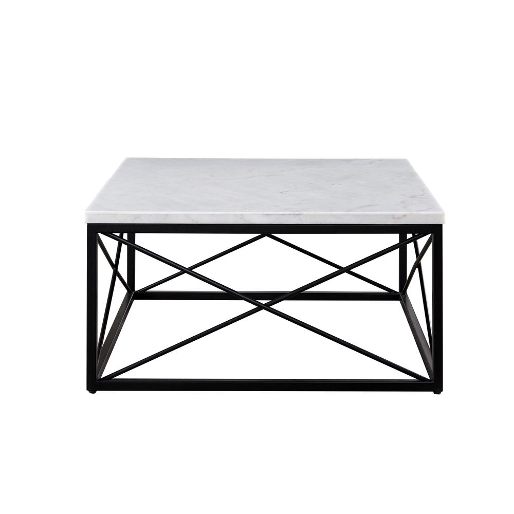 Skyler White Marble Top Square Cocktail Table. Picture 3