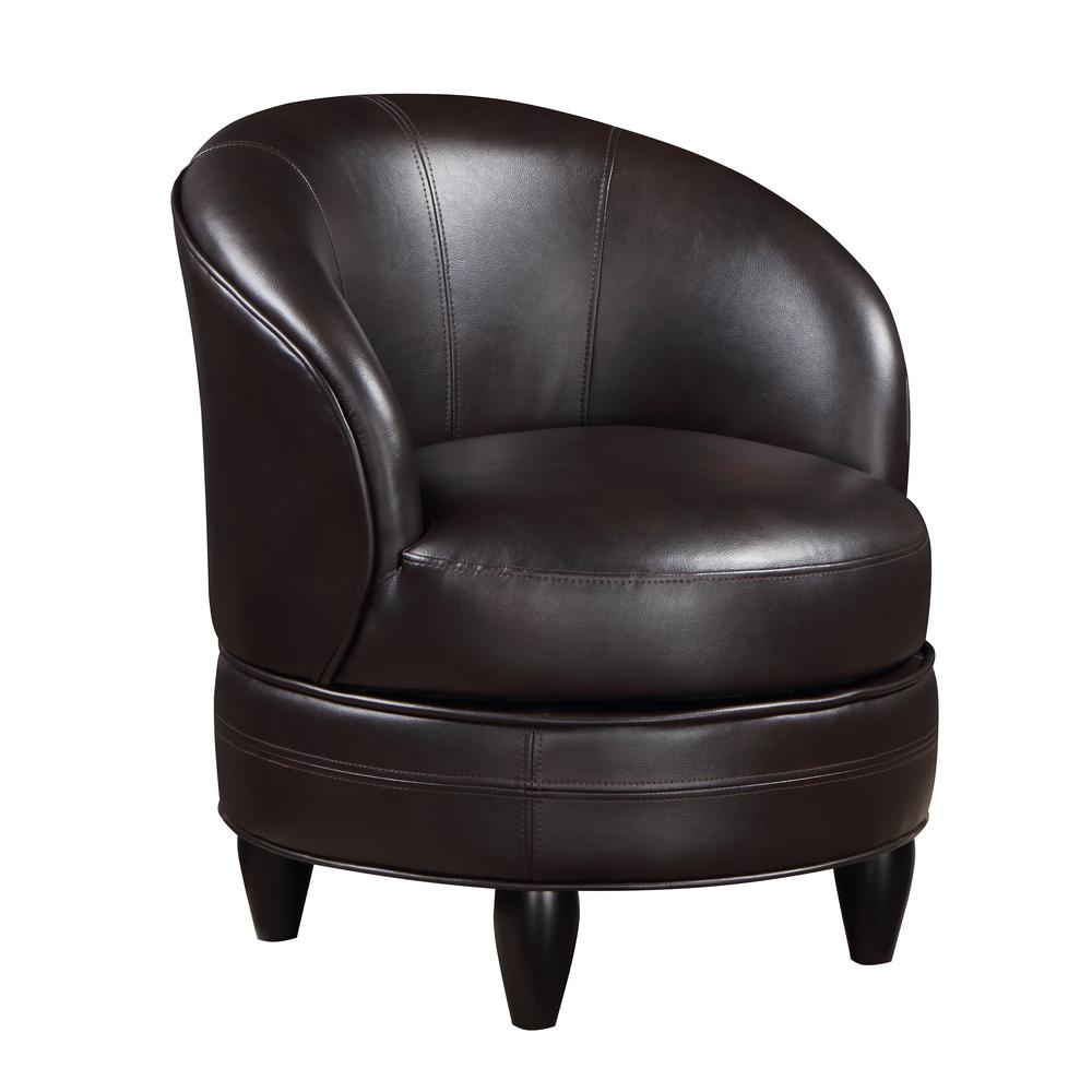 Sophia Swivel Accent Chair Brown Faux Leather. Picture 2