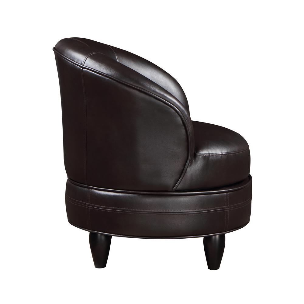 Sophia Swivel Accent Chair Brown Faux Leather. Picture 3