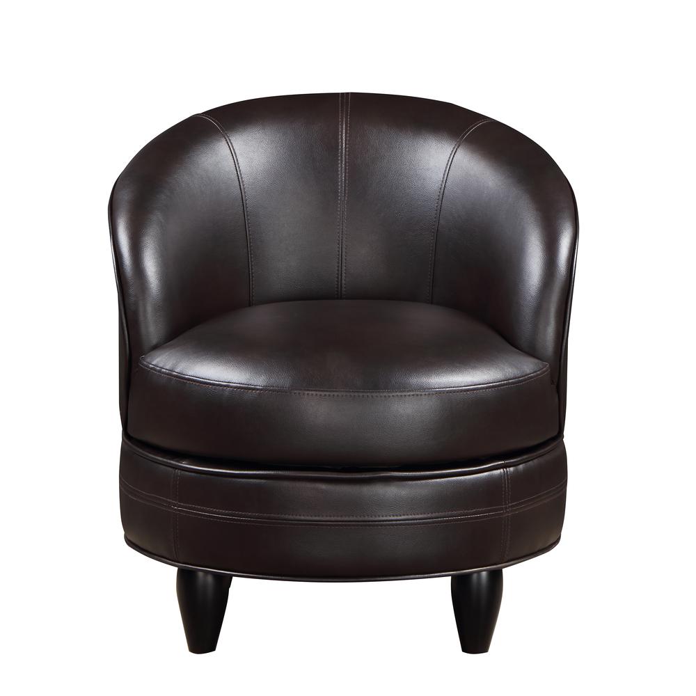 Sophia Swivel Accent Chair Brown Faux Leather. Picture 5