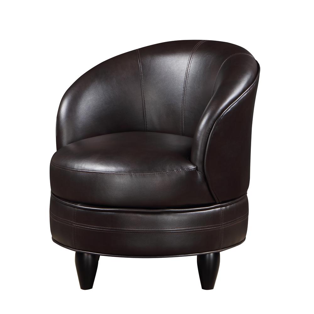 Sophia Swivel Accent Chair Brown Faux Leather. Picture 6