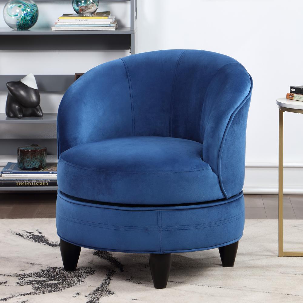 Sophia Swivel Accent Chair Blue Velvet. Picture 1