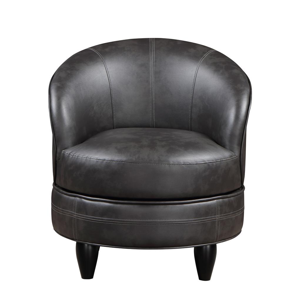 Sophia Swivel Accent Chair Gray Faux Leather. Picture 4