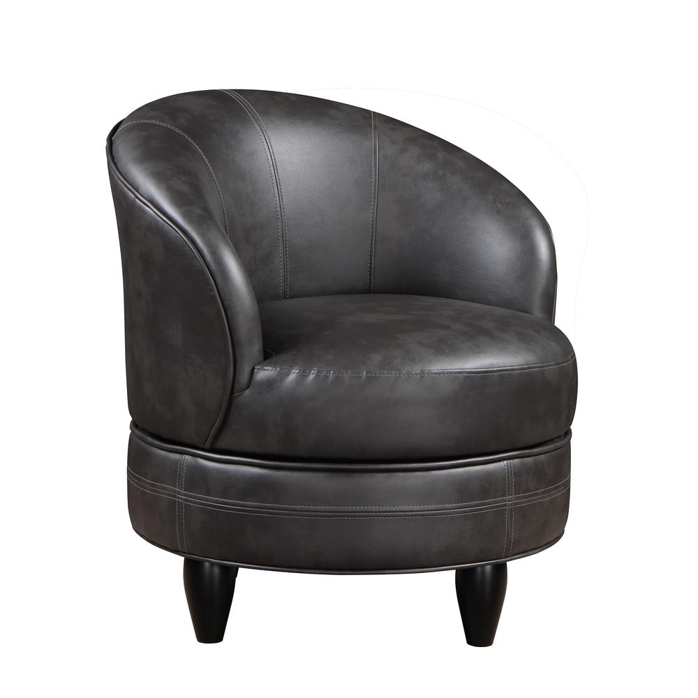 Sophia Swivel Accent Chair Gray Faux Leather. Picture 5
