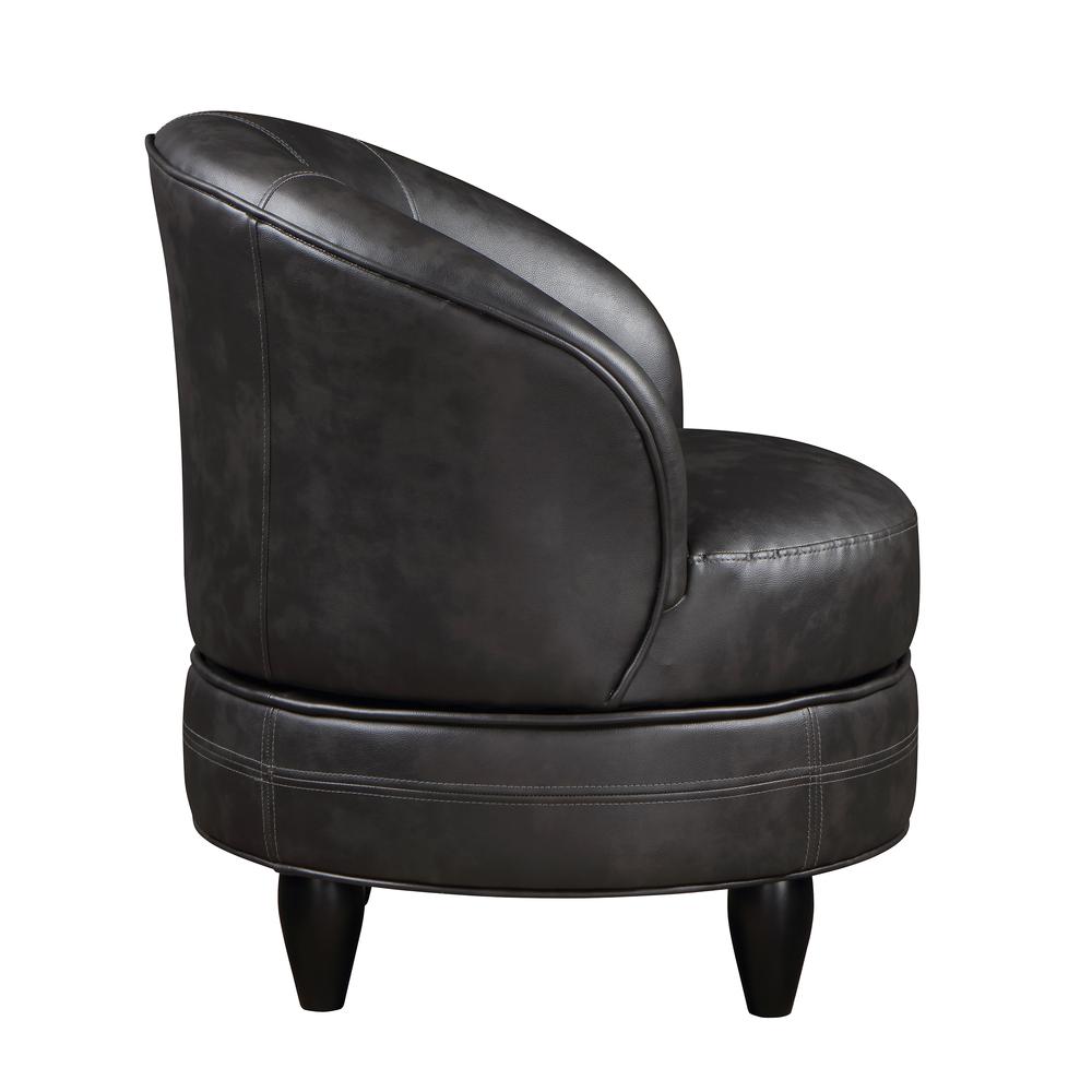 Sophia Swivel Accent Chair Gray Faux Leather. Picture 6