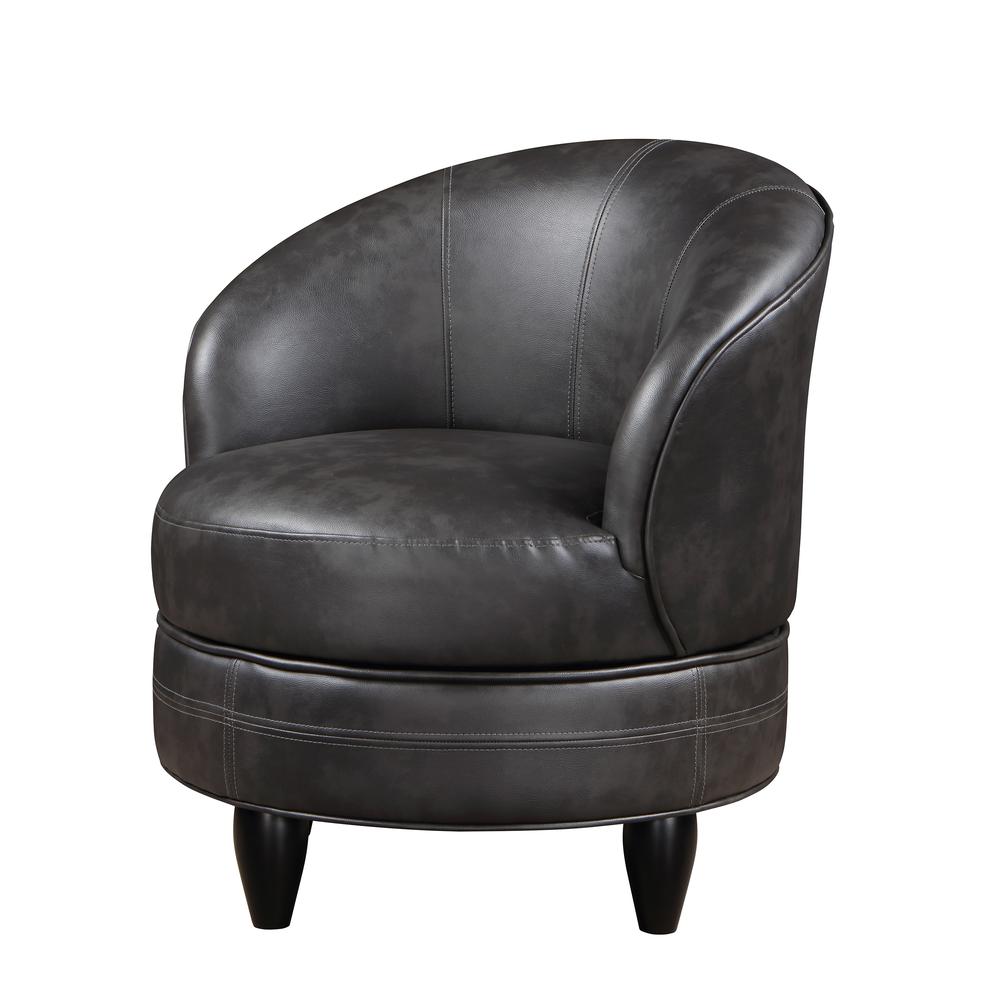 Sophia Swivel Accent Chair Gray Faux Leather. Picture 9
