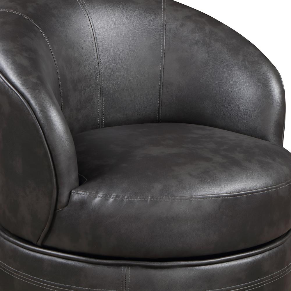 Sophia Swivel Accent Chair Gray Faux Leather. Picture 10
