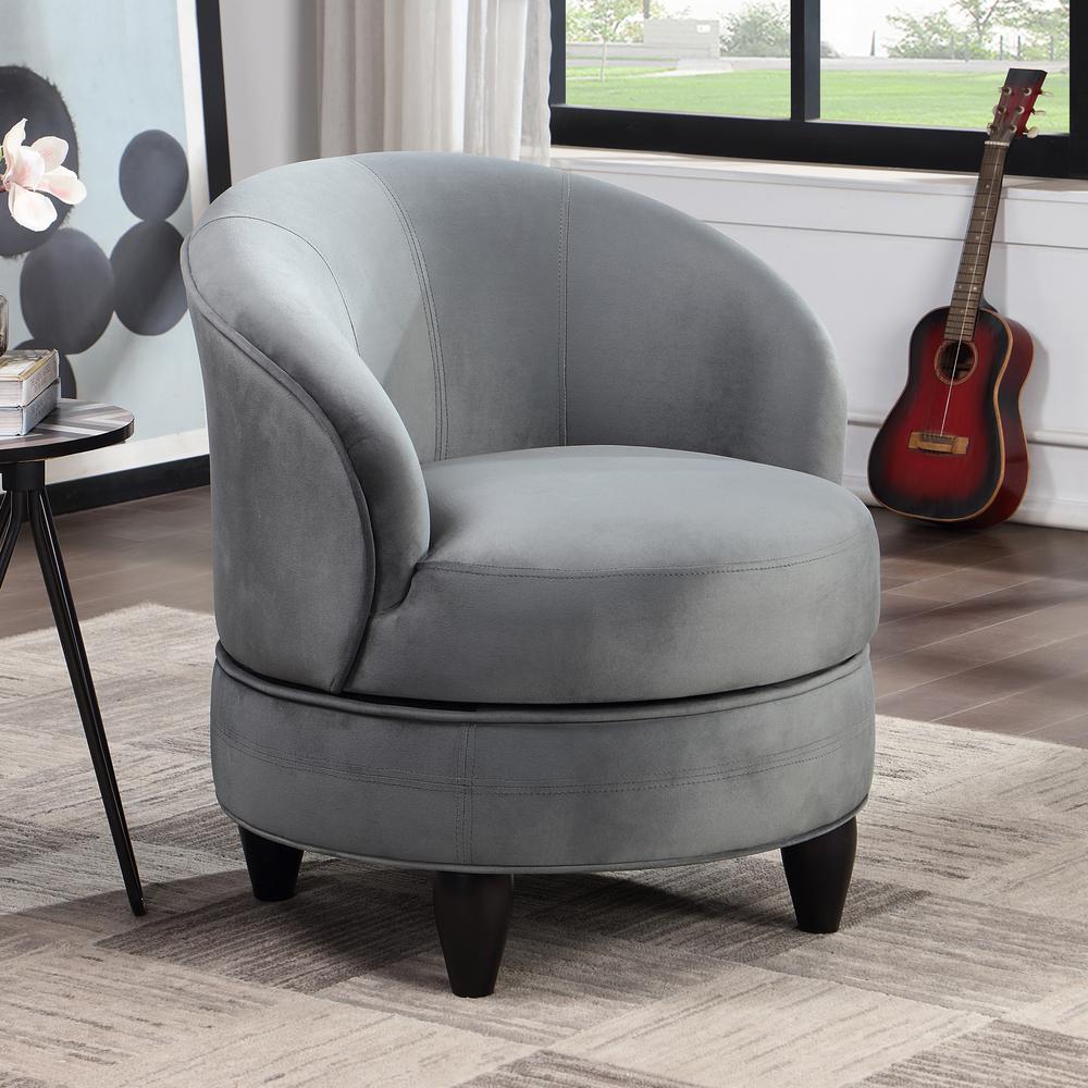 Sophia Swivel Accent Chair Gray Velvet. Picture 1