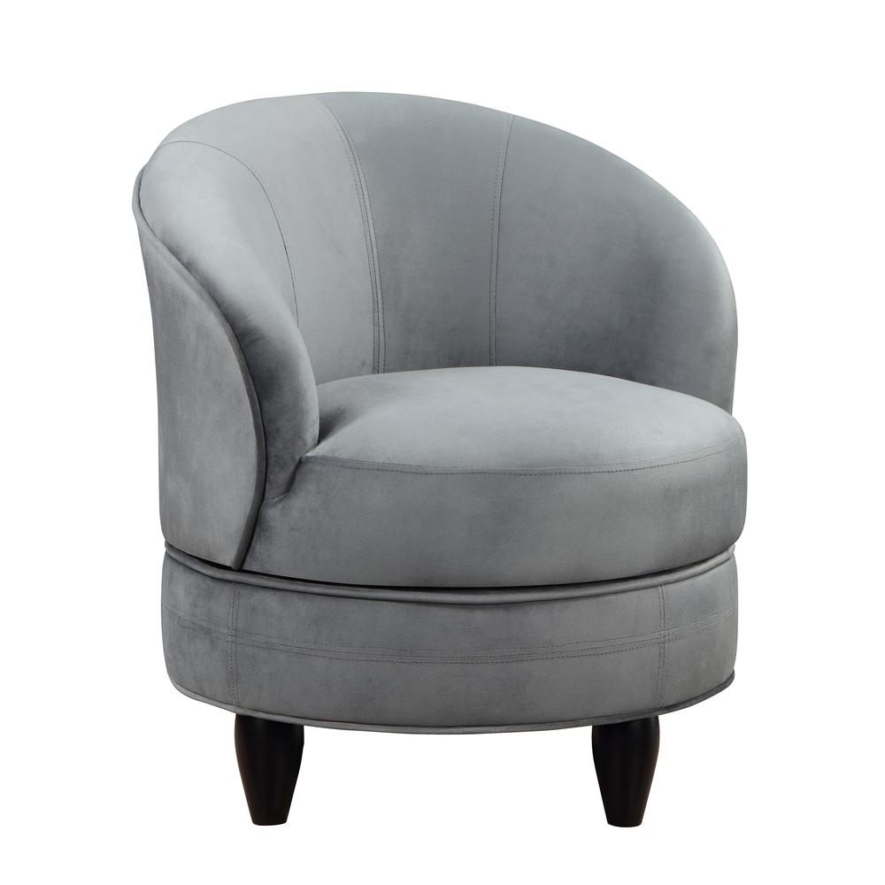 Sophia Swivel Accent Chair Gray Velvet. Picture 4
